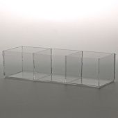 Короб из оргстекла с тремя ячейками 12х8х8 см, крепление на торговую панель, KN-3120-080-080TP