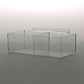 Короб из оргстекла с двумя ячейками 12х8х8 см, крепление на торговую панель, KN-2120-080-080TP