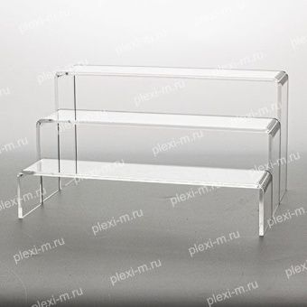 Подставки подиумы из оргстекла П-образные 30х7 см, толщина 4 мм, комплект 3 шт, PP-3-300070T4