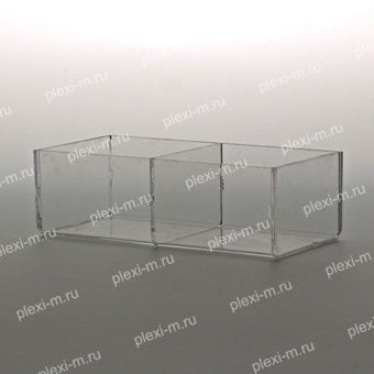 Короб из оргстекла с двумя ячейками 12х8х8 см, настольный, KN-2120-080-080