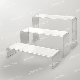 Подставки подиумы из оргстекла П-образные 20х7 см, толщина 5 мм, комплект 3 шт, PP-3-200070T5