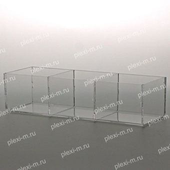 Короб из оргстекла с тремя ячейками 12х8х8 см, настольный, KN-3120-080-080