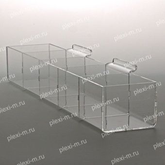 Короб из оргстекла с пятью ячейками 12х8х8 см, крепление на торговую панель, KN-5120-080-080TP